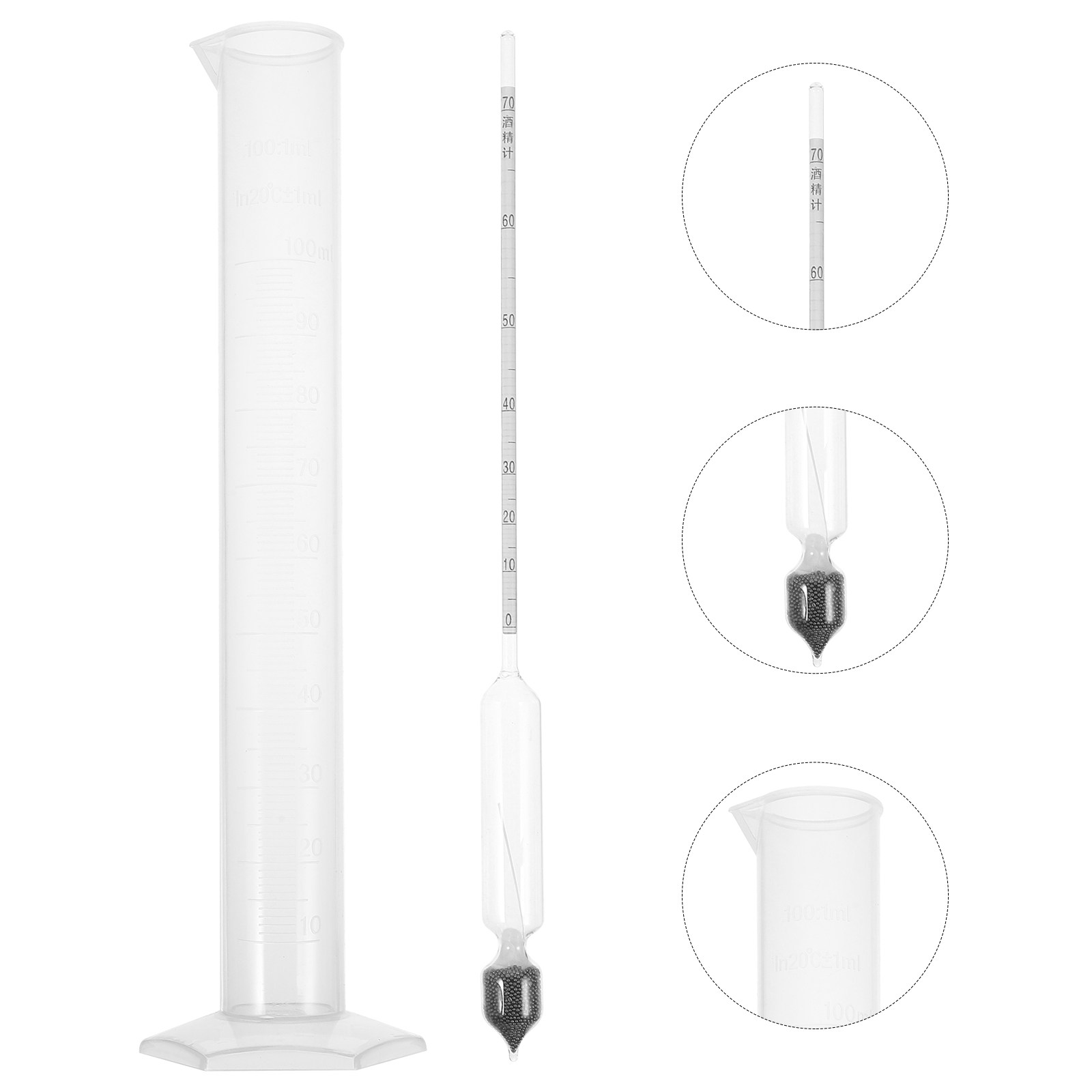 Wine Beer And Cider - 1Set Reusable Glass Hydrometer Alcohol Meter