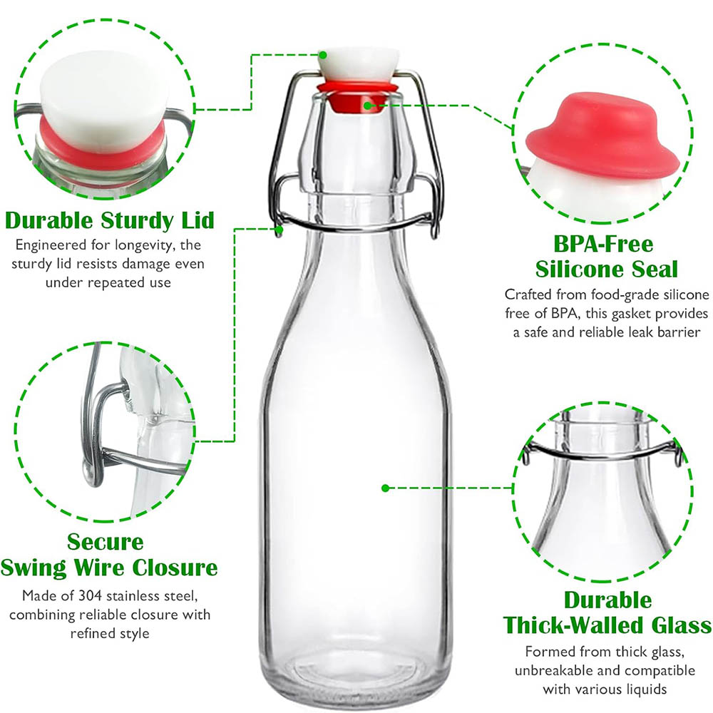 Swing Top Glass Bottles 8.5oz, - đánh giá và giá Wine Beer Spirits